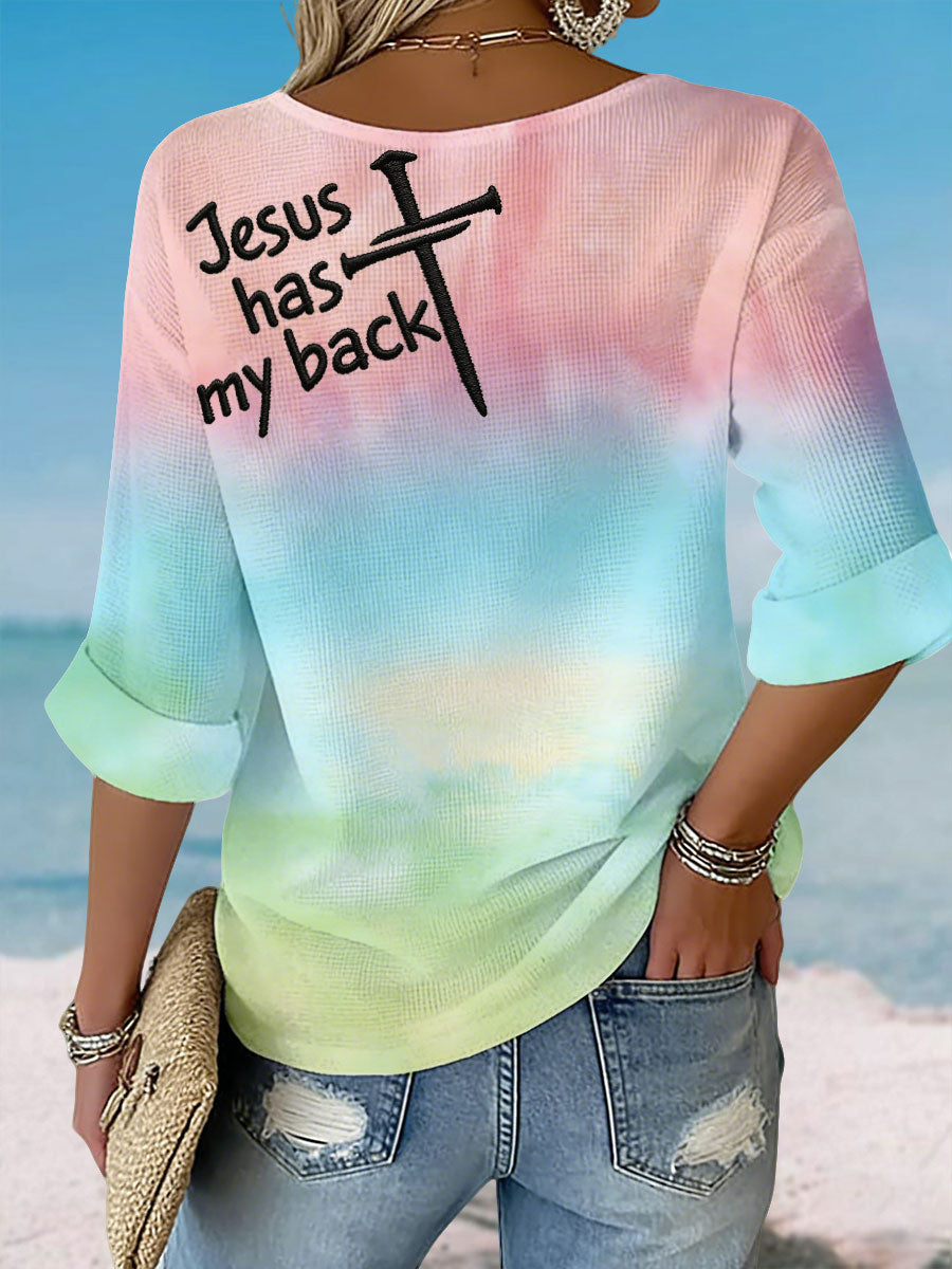 Women's 'Jesus has my back' V-neck Tops
