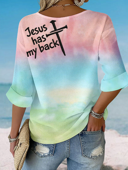 Women's 'Jesus has my back' V-neck Tops