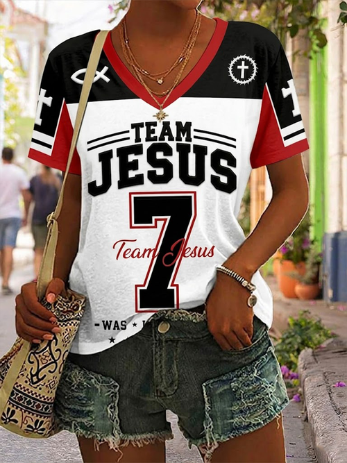 Women’s Team Jesus V-neck T-shirt