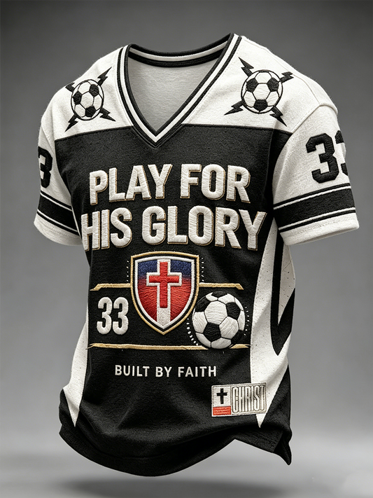 Men's Play For His Glory V-neck T-shirt