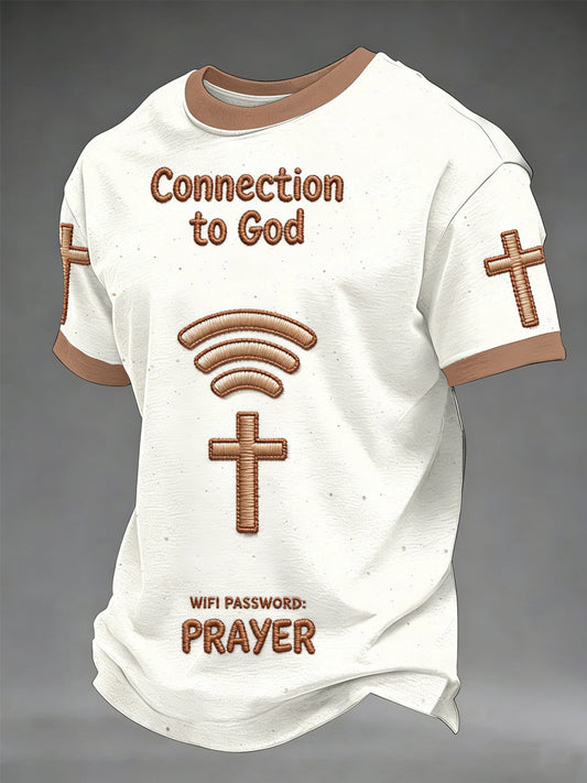 Men's Connection To God Wifi Password Prayer Print Tee