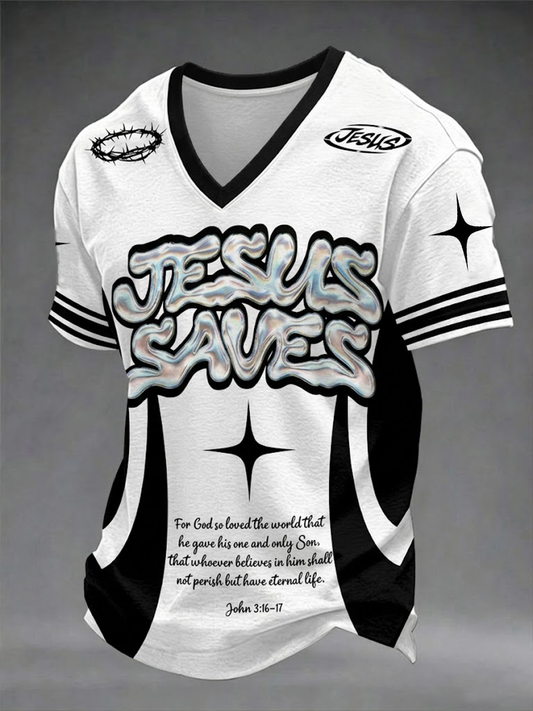 Men's Jesus Saves V-neck T-shirt