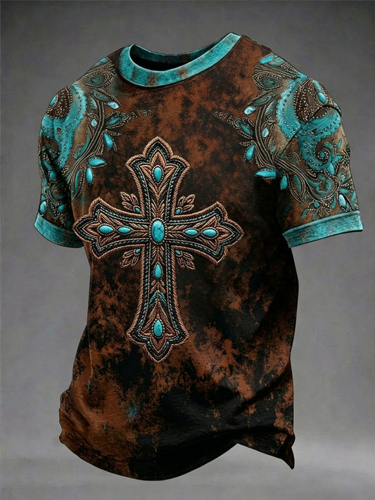 Men's Vintage Christian Cross Short Sleeve T-shirt