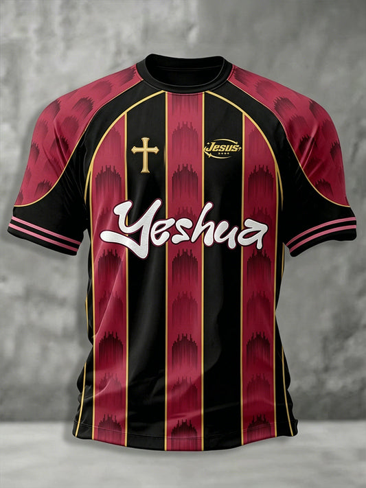 Men's Yeshua Christian  Cross O-neck Short Sleeve T-shirt