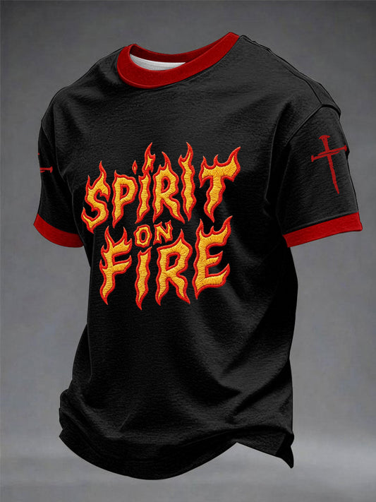 Men's "Spirit On Fire" Print Casual T-Shirts