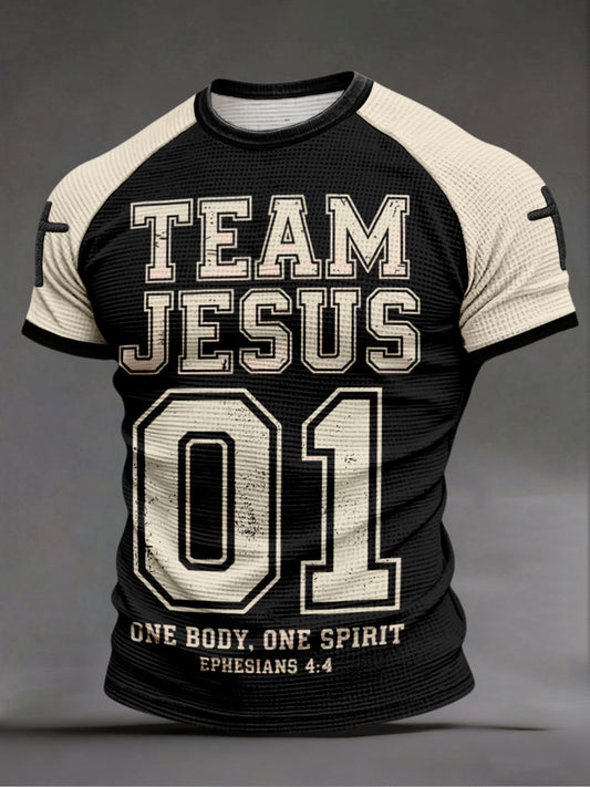Men's "team jesus 01 one body, one spirit" waffle T-shirts