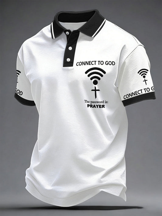 Men's "Connect To God,The Password IS Prayer" Print Casual T-Shirt