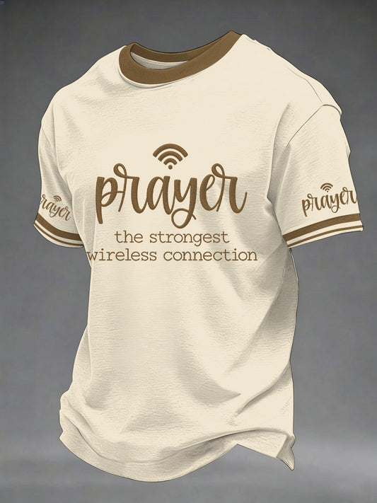 Men's Prayer The Strongest Wireless Connection Print Tee