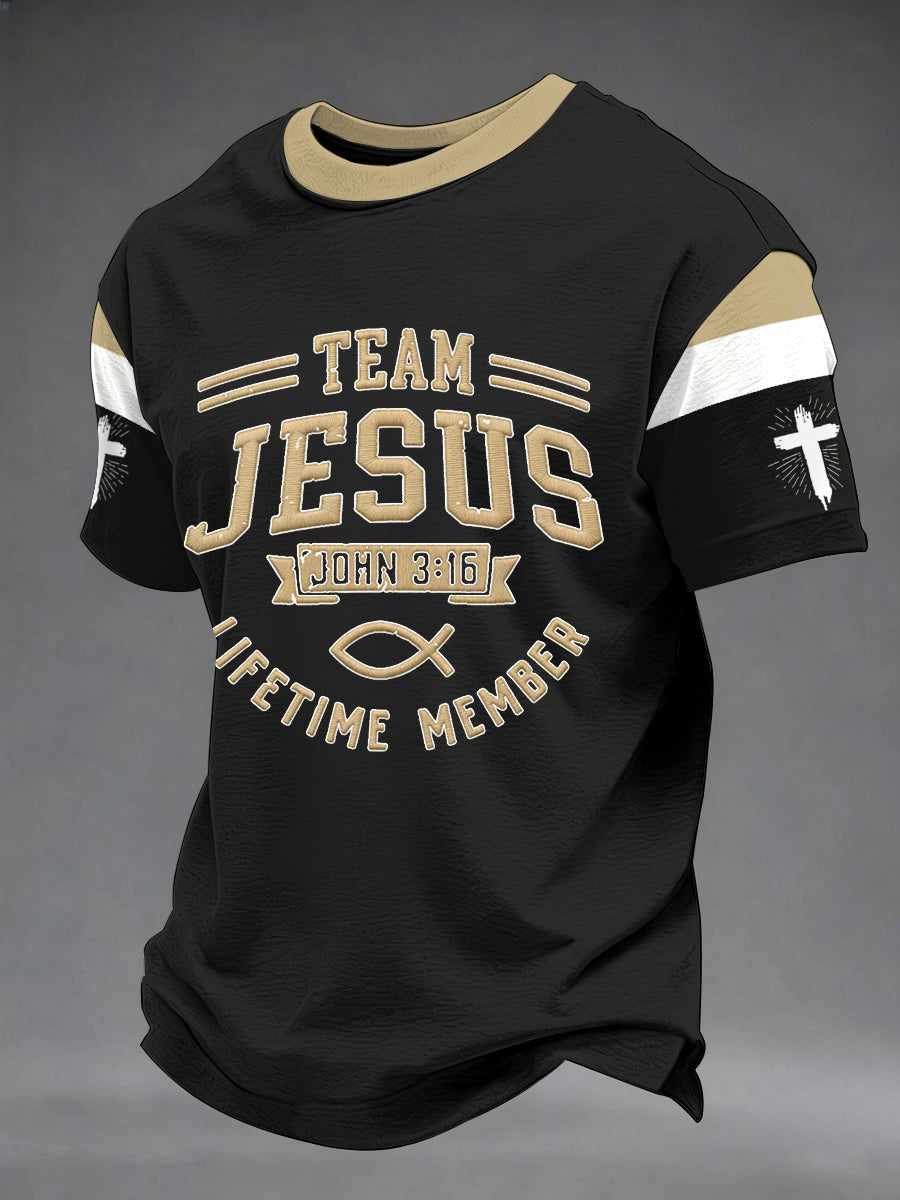 Men's Team Jesus Lifetime Member Print Casual Tee