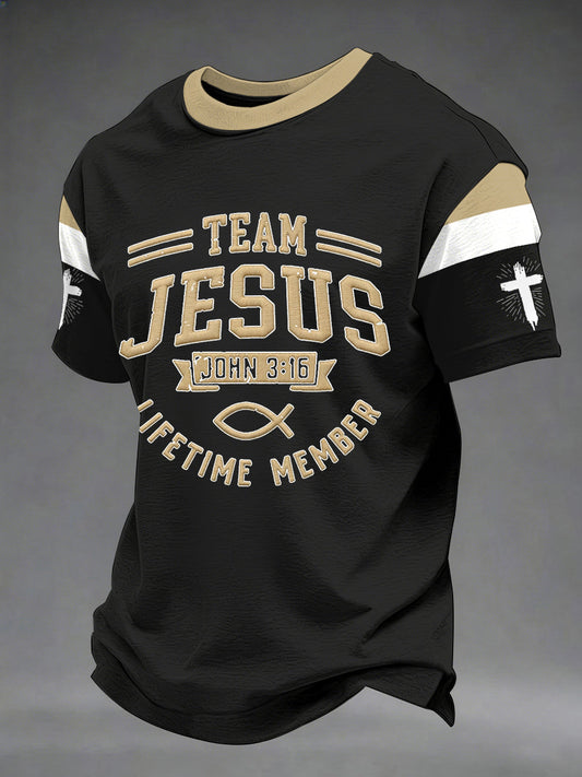 Men's Team Jesus Lifetime Member Print Casual Tee