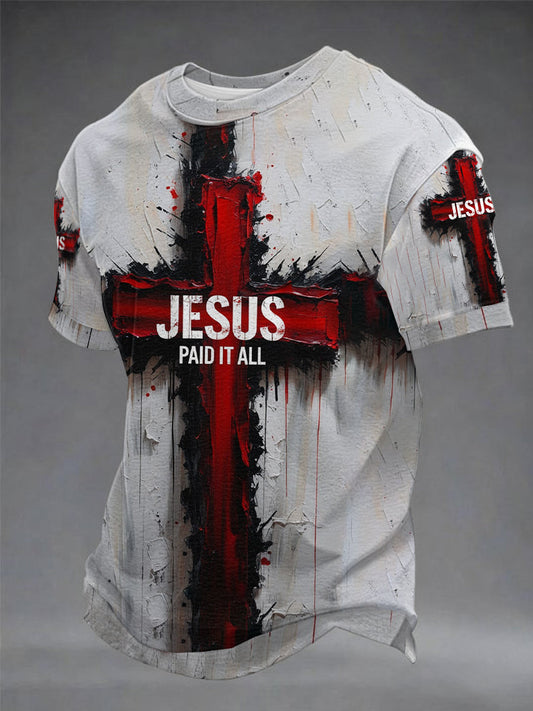 Men's Christian Cross Jesus Paid It All Short Sleeve T-shirt