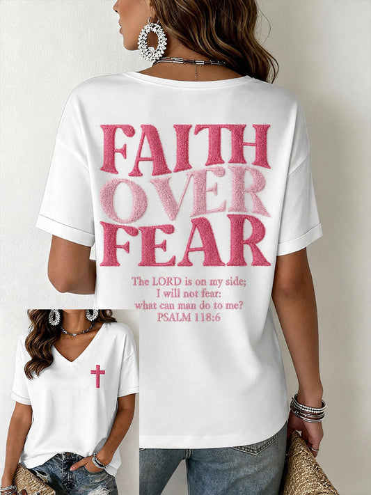 Women's Faith Over Fear V-Neck T-Shirt
