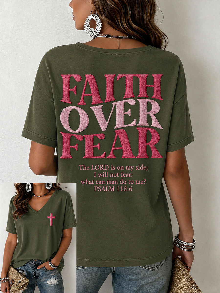 Women's Faith Over Fear V-Neck T-Shirt