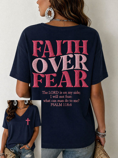 Women's Faith Over Fear V-Neck T-Shirt