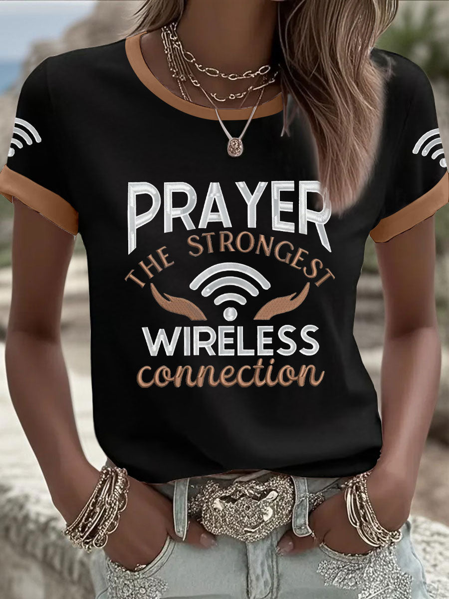 Women's Prayer The Strongest Wireless Connection Printed Casual T-Shirt