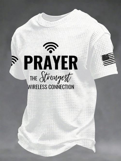 Men's Prayer The Strongest Wireless Connection Printed Casual T-Shirt