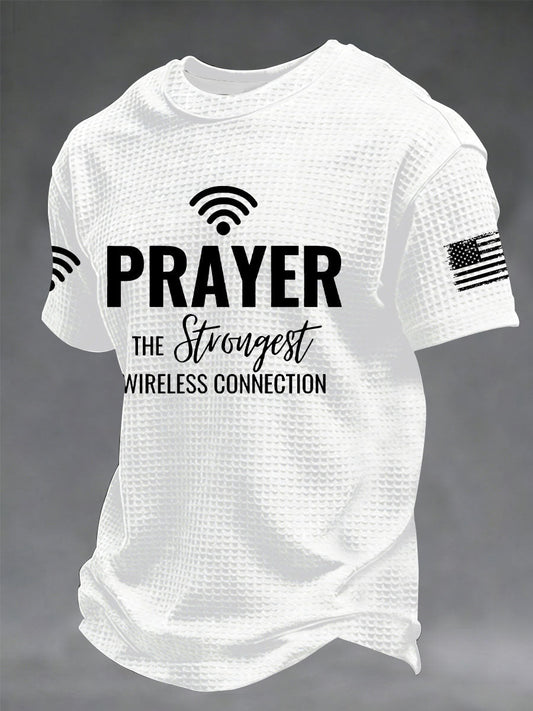 Men's Prayer The Strongest Wireless Connection Printed Casual T-Shirt