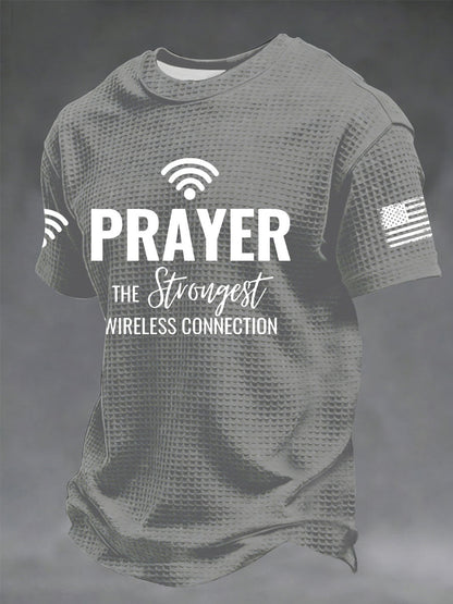 Men's Prayer The Strongest Wireless Connection Printed Casual T-Shirt
