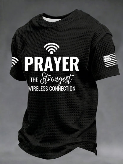 Men's Prayer The Strongest Wireless Connection Printed Casual T-Shirt