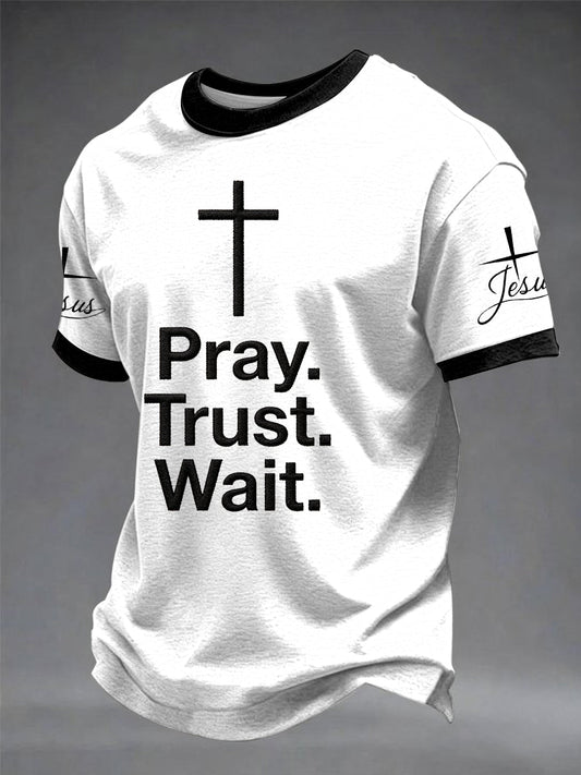 Men's "Pray Trust Wait" Printed T-shirt