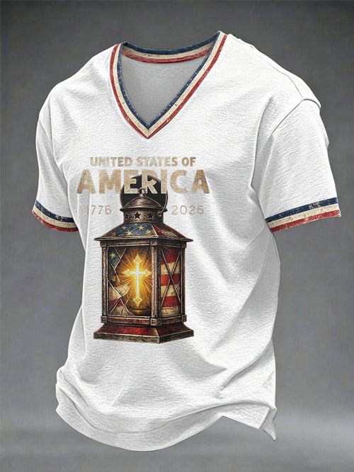 Men's USA 1776-2026 Printed Casual T-Shirt