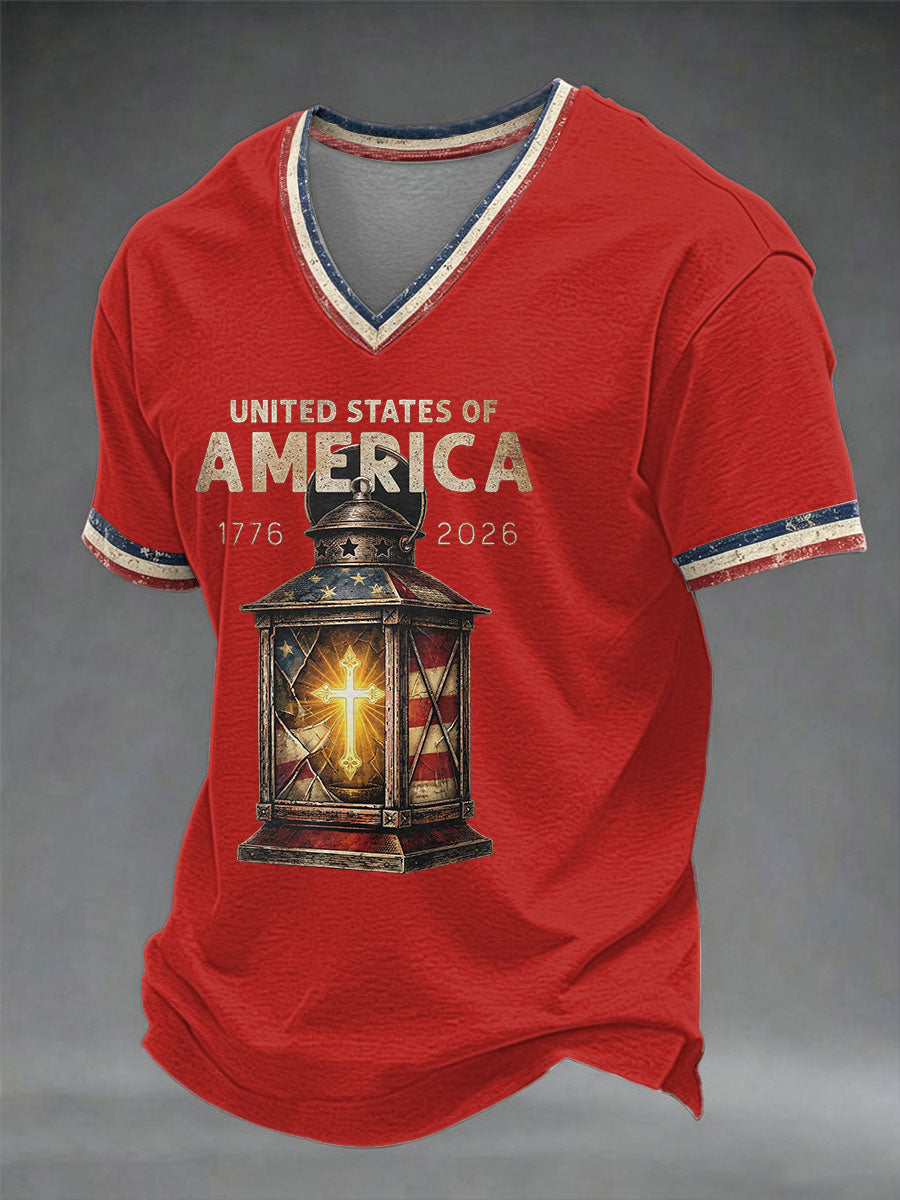 Men's USA 1776-2026 Printed Casual T-Shirt
