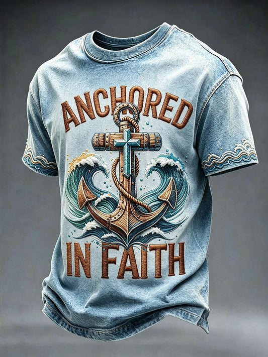 Men's 'anchored in faith' T-shirts