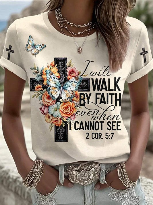 Women's Walk By Faith Print Tee