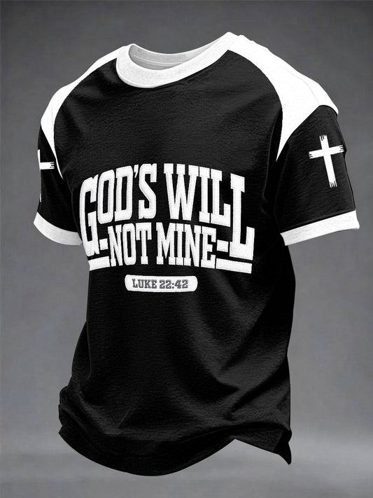 Men's “God's Will Not Mine”short sleeves t-shirt