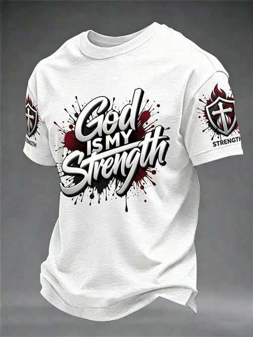 Men's Christian God Is My Strength Cross Short Sleeve T-shirt