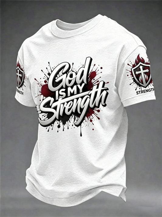 Men's Christian God Is My Strength Cross Short Sleeve T-shirt