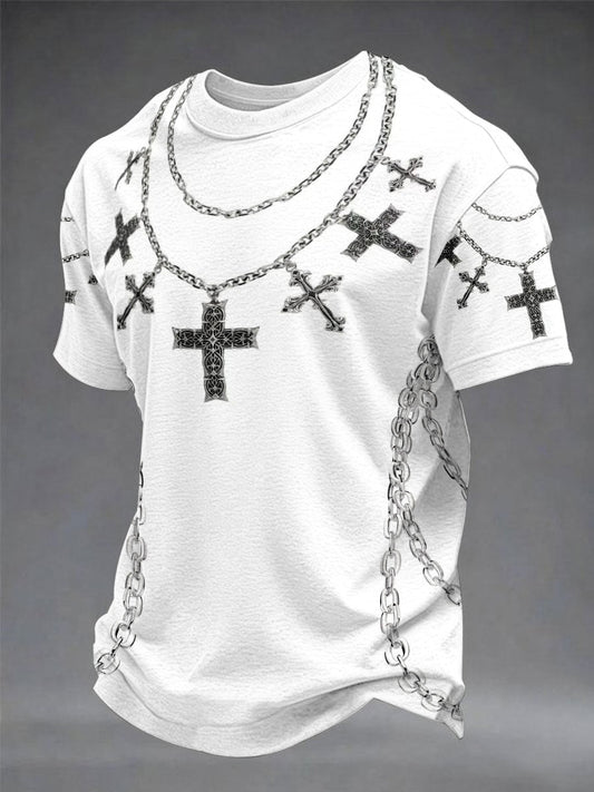 Men's Faith Necklace Print Casual Unisex T-shirt