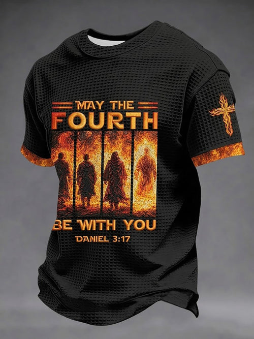 Men's May The Fourth Be With You Movie Inspired Faith Waffle T-shirt