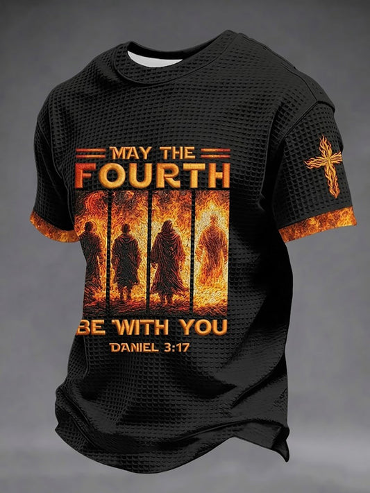 Men's May The Fourth Be With You Movie Inspired Faith Waffle T-shirt