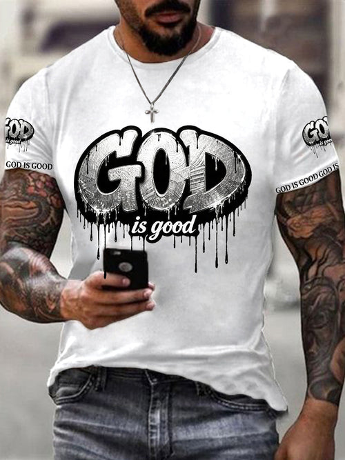 Men's Christian God Is Good Cross Short Sleeve O-neck T-shirt