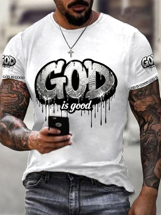 Men's Christian God Is Good Cross Short Sleeve O-neck T-shirt