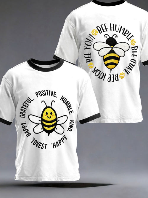 Men's"Bee You!" Art Embroidery Print Unisex Casual T-shirt