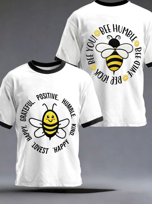 Men's"Bee You!" Art Embroidery Print Unisex Casual T-shirt