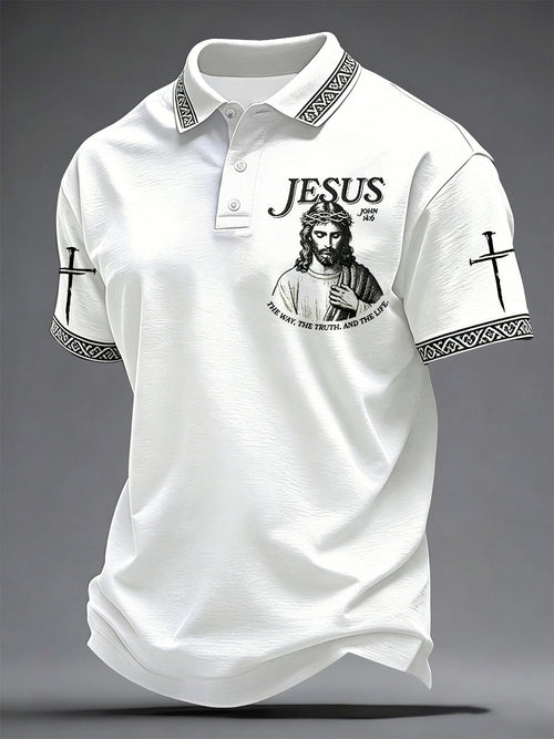 Men's Christian Jesus The Way The Truth The Life Print Polo