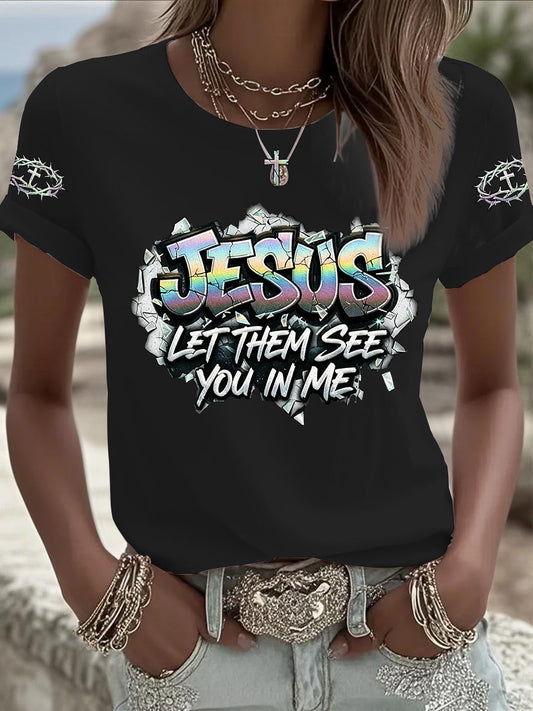 Women's Christian Jesus Cross Short Sleeve T-shirt
