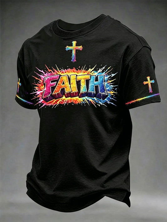Men's Christian Faith Cross Short Sleeve O-neck T-shirt