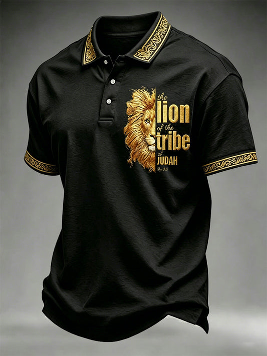 Men's Christian The Lion Of The Tribe Of Judah Print Polo
