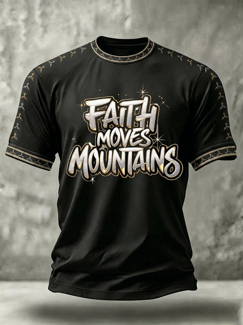 Men's Christian Faith Can Moves Mountains Cross Short Sleeve T-shirt