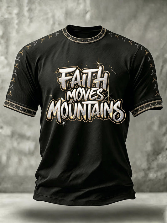 Men's Christian Faith Can Moves Mountains Cross Short Sleeve T-shirt
