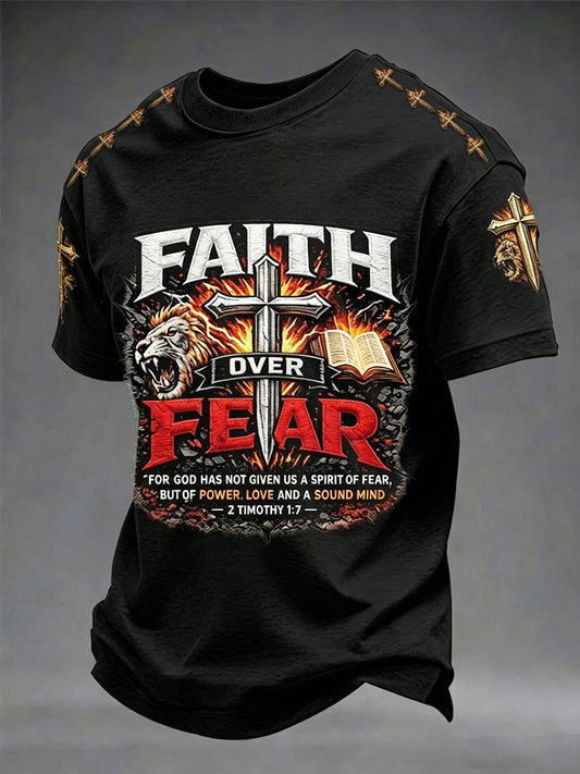 Men's Christian Faith Over Fear Cross Short Sleeve T-shirt