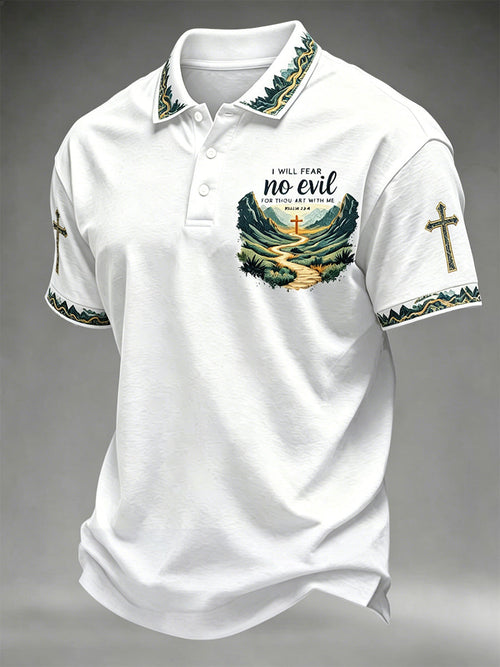 Men's Christian Cross Print Polo