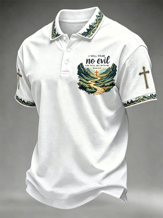 Men's Christian Cross Print Polo