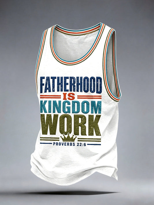 Men's Fatherhood is Kingdom Work Print Tank Top