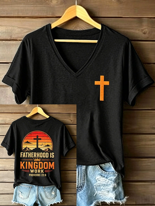 Women's Fatherhood is Kingdom Work V-Neck T-Shirt