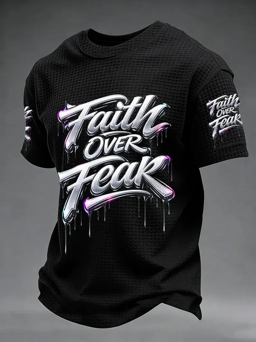 Men's Christian WALK BY FAITH Cross Waffle Short Sleeve T-shirt